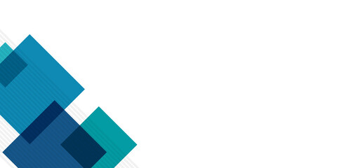 Abstract technology diagonally overlapped geometric squares shape blue colour on white background. Blue presentation business background
