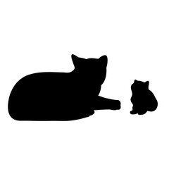 black cat and kitten silhouette