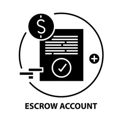 escrow account icon, black vector sign with editable strokes, concept illustration - obrazy, fototapety, plakaty