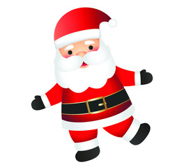 Santa Claus cartoon illustration isolated on white background. Santa Claus character waving and greeting on one leg.