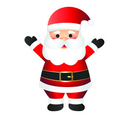 Santa Claus cartoon illustration isolated on white background. Santa Claus character waving and greeting.