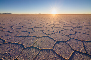 Sunset at Salar de Uyuni, Aitiplano, Bolivia