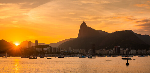 Beautiful panorama of Rio de Janeiro at sunset, Brazil.