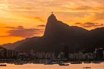 Papier Peint photo Copacabana, Rio de Janeiro, Brésil Beau panorama de Rio de Janeiro au coucher du soleil, Brésil.