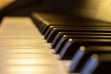 Close-up of electronic piano keys.