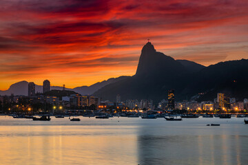Beautiful panorama of Rio de Janeiro at sunset, Brazil.