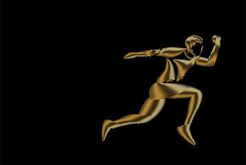 Sport and activity man runner jogger running isolated gold icon, Vector Illustration.