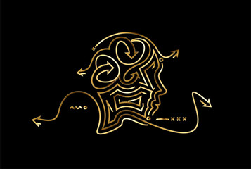 Man's face Gold icon, Vector illustration.