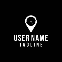 Clock location logo, clock location logo design vector illustration, location logo design template vector stock illustration