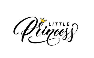 Little Princess hand lettering with crown for girl clothes. Trendy calligraphic print design for t-shirt. Little princess vector text design. © Onabi