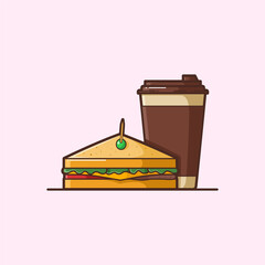 Illustration of Sandwich and A Cup of Coffee - vector illustration design - Food Logo - Food Illustration - Fast food Illustration
