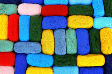 Woolen yarn in different colors.