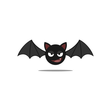 Illustration of Cute Halloween Bat Flat Vector Cartoon Design.