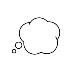 Cartoon speech or think bubble, empty communication cloud. Vector design element.