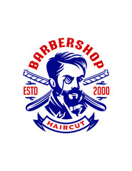 Barbershop victorian gentleman label logo template