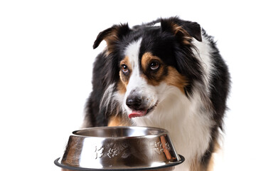 Australian shepherd eating