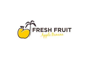 Fresh furit logo, lemon coconut tree logo design, simple minimalist design.