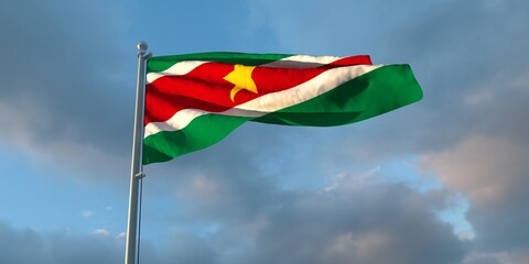 3d rendering of the national flag of the Suriname