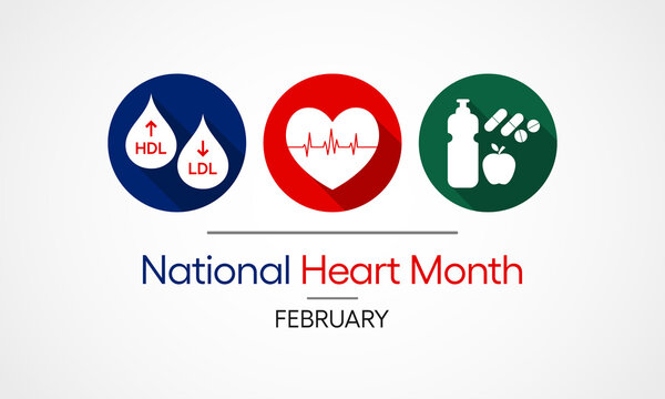 Vector illustration on the theme of National American Heart month observed each year during February across United States.