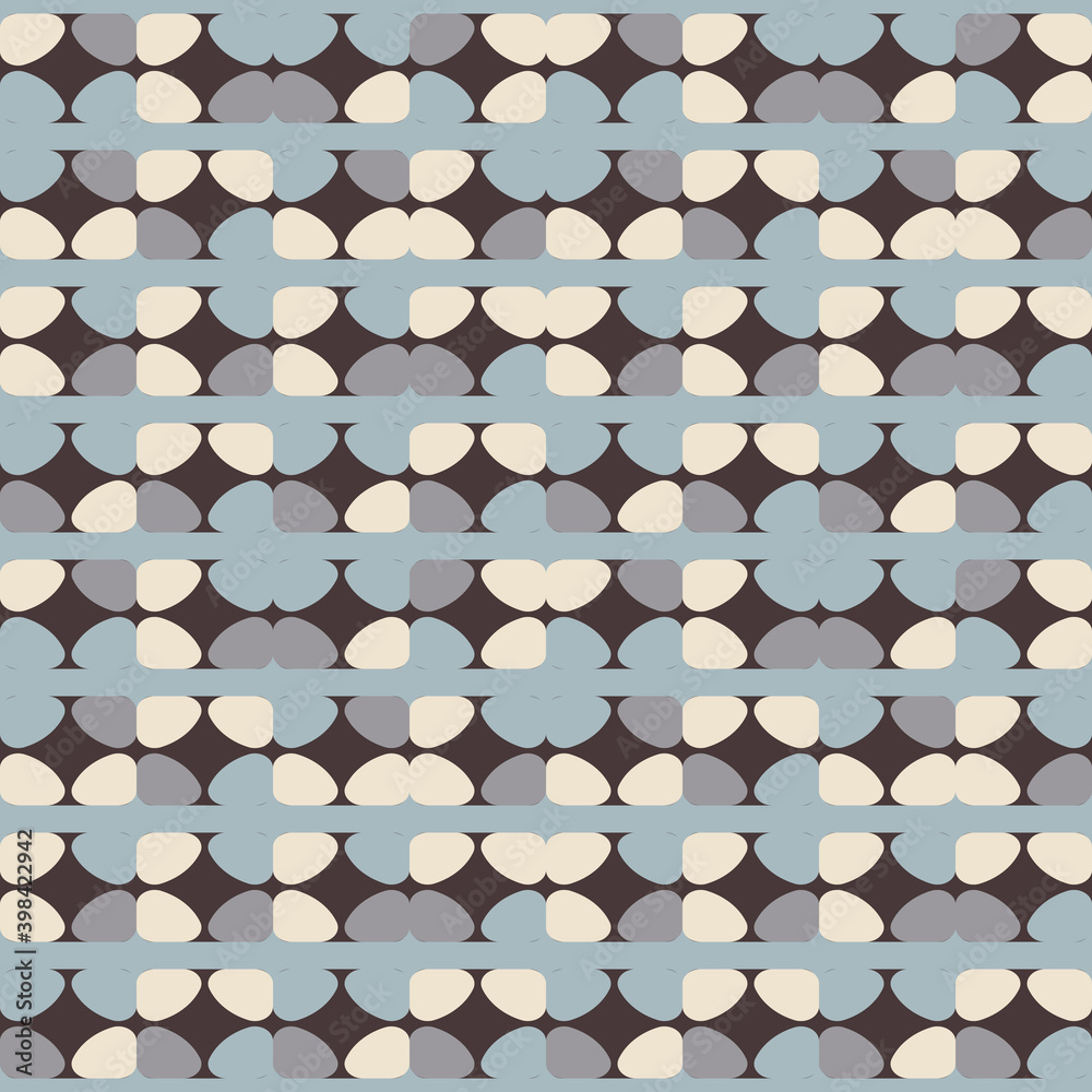 Aufkleber Geometric seamless pattern. Vector background with simple shapes like semi cirles and squares in neutral muted pastel colors.