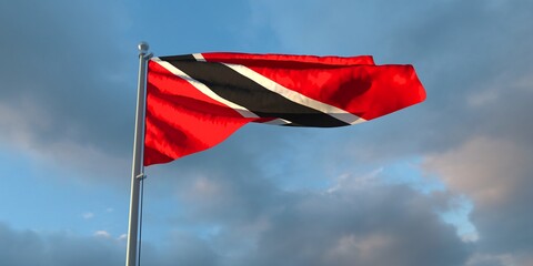 3d rendering of the national flag of the Trinidad and Tobago