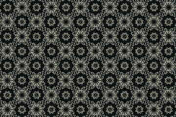  White and gray abstract rounds on black background. Abstract texture and wall decorations