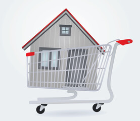 Shopping cart and home. vector