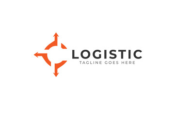 Abstract Initial C Logistic logo. letter c and arrow combination,  Flat Vector Logo Design Template, vector illustration