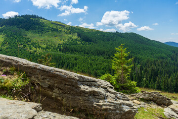 Fototapeta na wymiar View from Bucegi mountains, Romania, Bucegi National Park