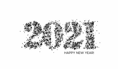 Happy New Year 2021 Particle Text Typography Design Banner Poster, Vector illustration.