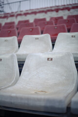 Football/Soccer stadium white and red seats