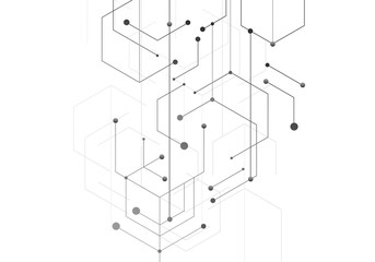 Hexagon technology connect in modern style on white background. Internet connection network high digital technology. Abstract background technology graphic design. Vector template