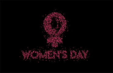 8 march Happy Women's Day Stylish Particle Typography Text. Vector Illustration