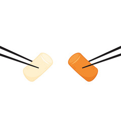 Tteokbokki Noodle vector. korean food. Spicy rice cake. Tteokbokki on Pick vector.