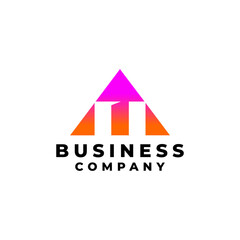 triangle shape with an arrow moving up. business investment logo.