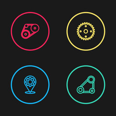 Set line Car service, Timing belt kit, Gear and icon. Vector.
