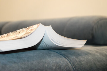 View of the book lying on the couch