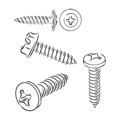 screw vector sketch illustration. Screw vector sketch icon isolated on background. Hand drawn Screw icon. Screw sketch icon for infographic, website or app.