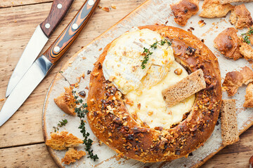 Baked camembert cheese