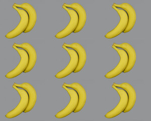 Obraz na płótnie Canvas Two bananas on gray background.