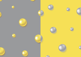 Contrast gray and yellow glossy beads abstract background. Trendy colors of the 2021 year vector design