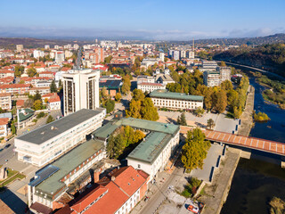 Obraz premium Aerial view of town of Lovech, Bulgaria