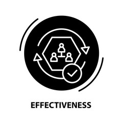 effectiveness icon, black vector sign with editable strokes, concept illustration