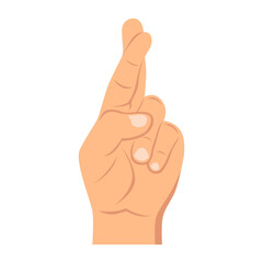 Keep fingers crossed. Communication gestures concept. Vector illustration.