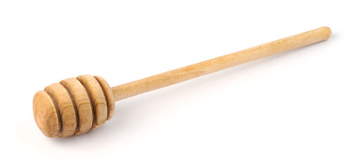 wooden honey stick isolated on white background.