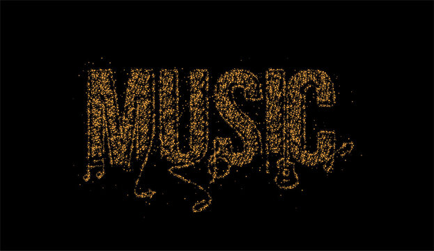 Music Calligraphic line art Particle Text poster vector illustration Design.