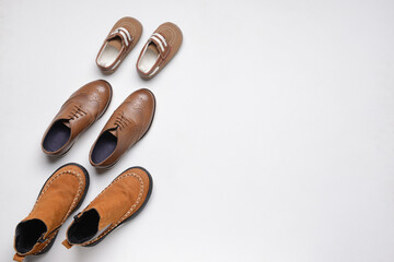 Child's shoes on white background