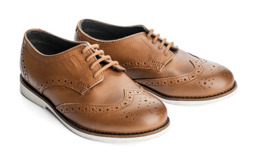 Little boy shoes on white background