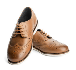 Little boy shoes on white background