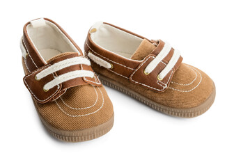 Baby shoes on white background
